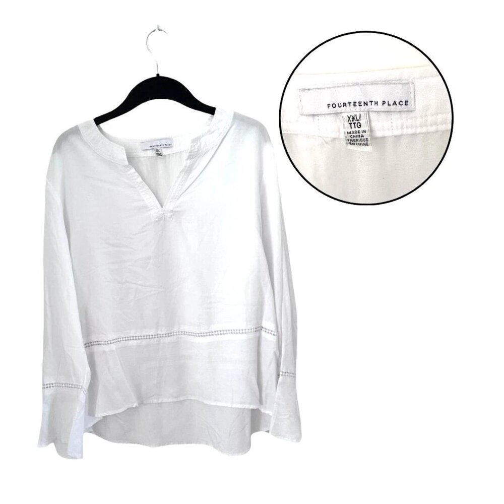 Fourteenth Place White Long Sleeve Top Womens XXL Lightweight